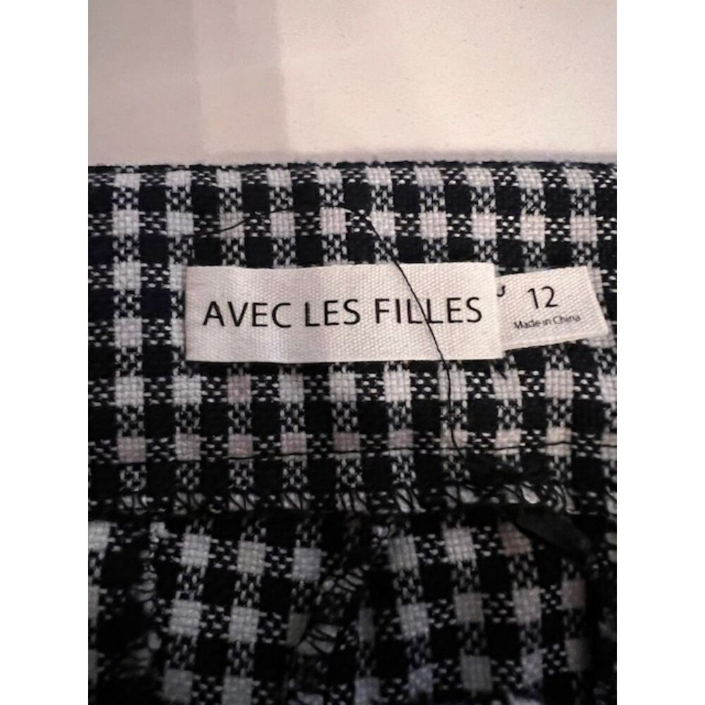 Avec Les Filles Gingham High Waist Flare Pants Black White Size 12 - Picture 6 of 8